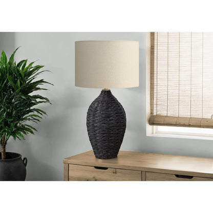 Lighting, 30"H, Black Rattan, Beige Shade, Transitional