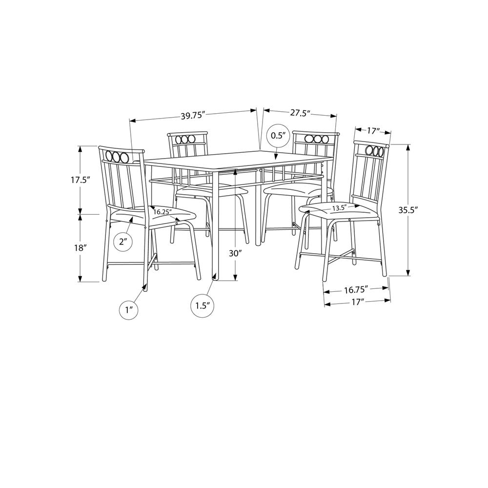 Dining Table Set, 5pcs Set, Small, 40 Rectangular, Kitchen