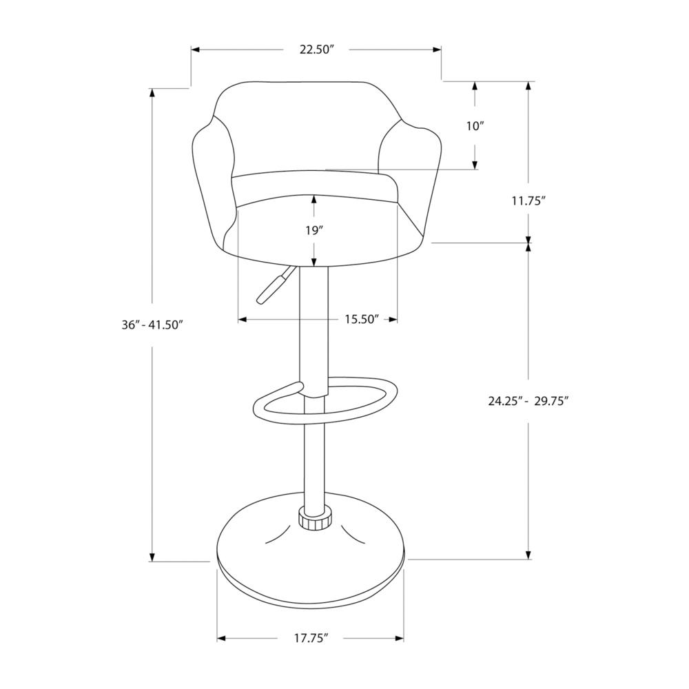 Bar Stool, Swivel, Bar Height, Adjustable, Chrome