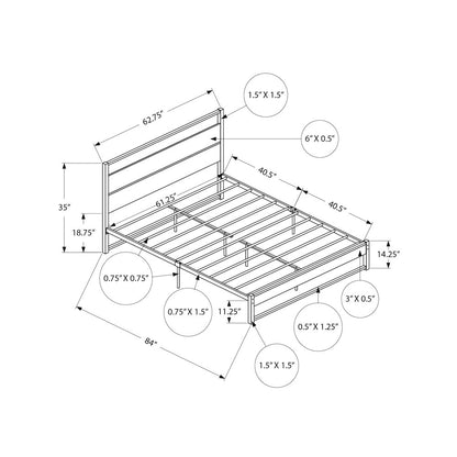 Platform Bed, Bedroom, Grey Laminate, Black Metal, Contemporary