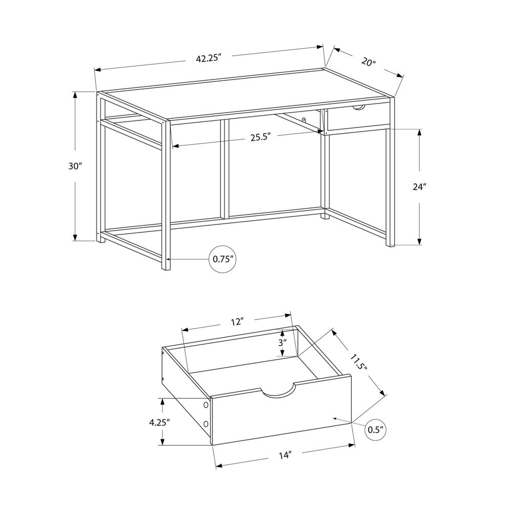 Computer Desk, Home Office, Laptop, Storage Drawer, 42L, Work