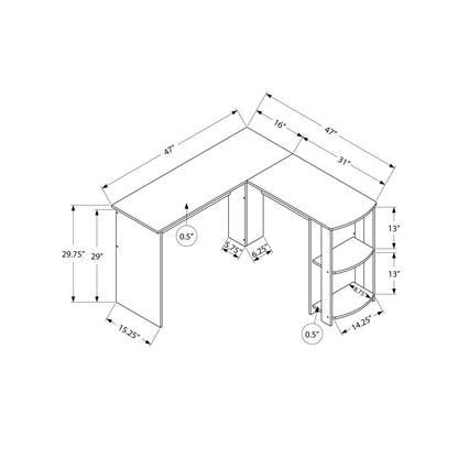 Computer Desk, Home Office, Corner, Storage Shelves, 48L, L Shape, Work