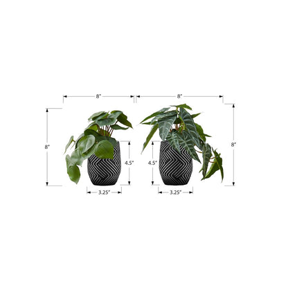 Artificial Plant, 8" Tall, Alocasia, Indoor, Faux, Table, Greenery, Set Of 2