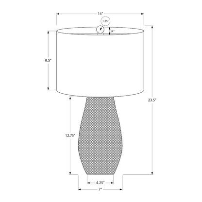 Lighting, 24"H, Table Lamp, Grey Resin, Ivory / Cream Shade, Contemporary