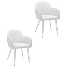 Leather-Look Upholstered Dining Chairs with Metal Legs, White, Set of 2