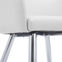 Leather-Look Upholstered Dining Chairs with Metal Legs, White, Set of 2