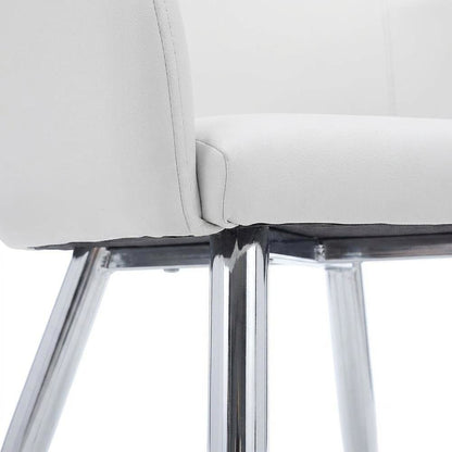 Leather-Look Upholstered Dining Chairs with Metal Legs, White, Set of 2