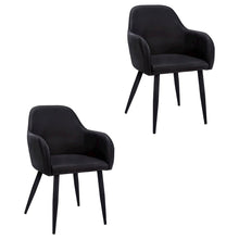 Leather-Look Upholstered Dining Chairs with Metal Legs, Black,Black, Set of 2