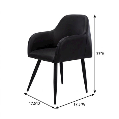 Leather-Look Upholstered Dining Chairs with Metal Legs, Black,Black, Set of 2