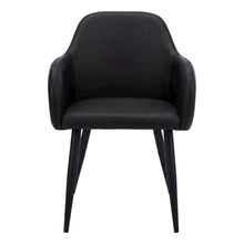 Leather-Look Upholstered Dining Chairs with Metal Legs, Black,Black, Set of 2
