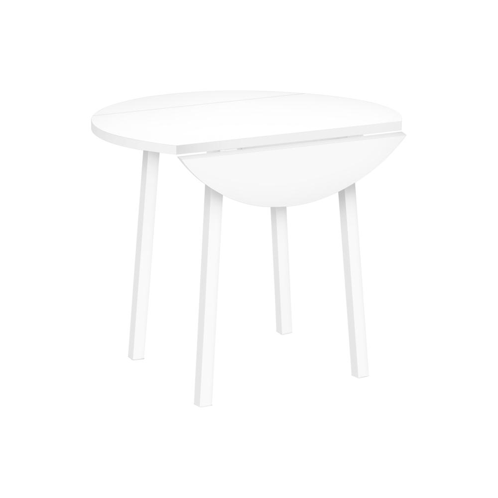 Dining Table Set, 3pcs Set, Small, 35 Drop Leaf, Kitchen, White Metal