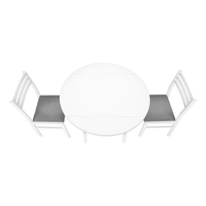 Dining Table Set, 3pcs Set, Small, 35 Drop Leaf, Kitchen, White Metal