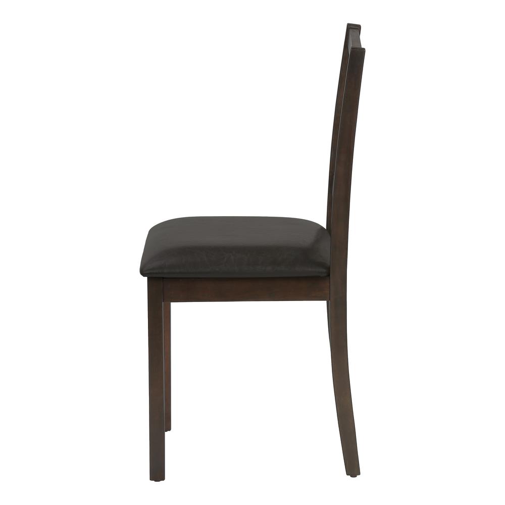 Dining Chair, Set Of 2, Side, Upholstered, Kitchen, Dining Room, Brown Leather