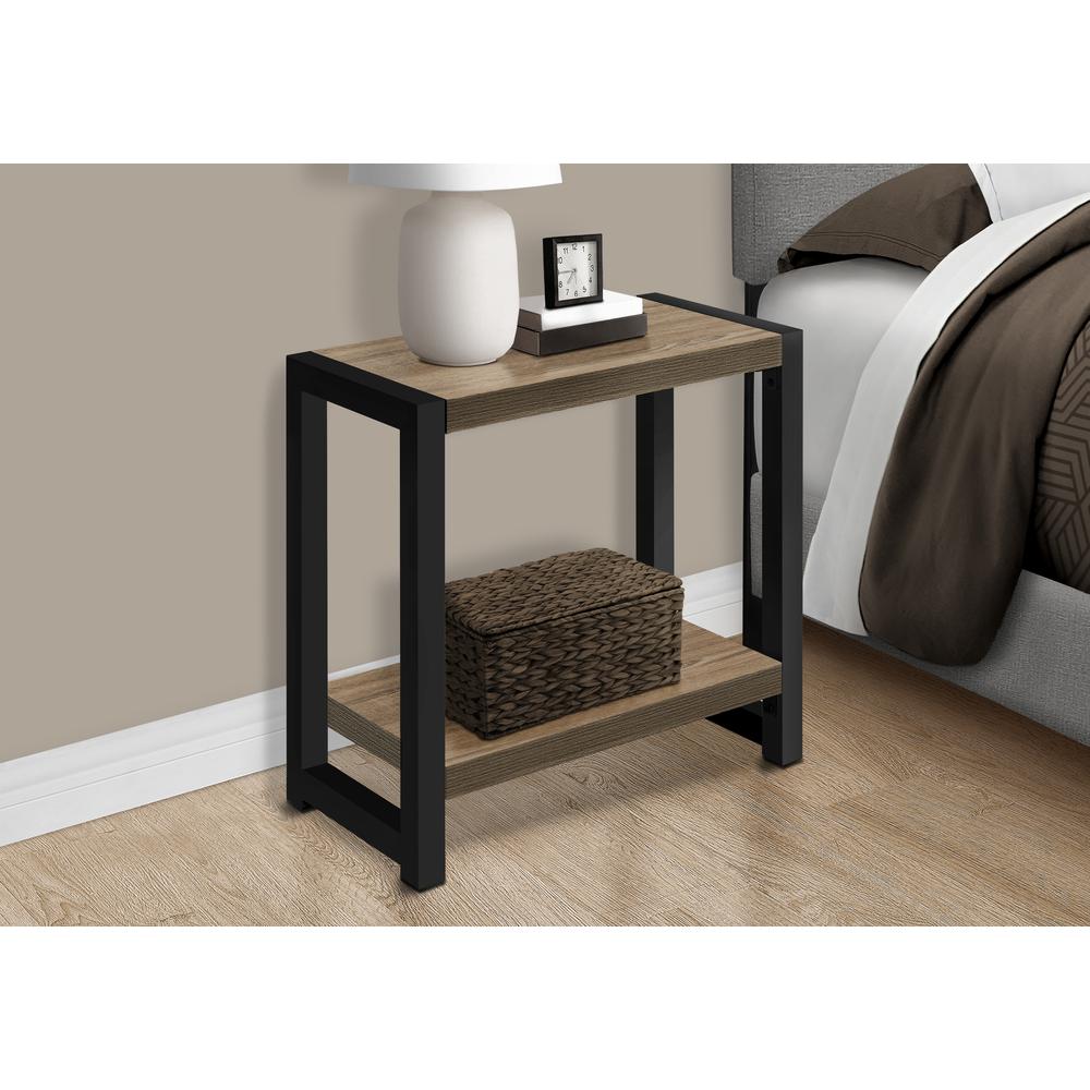 Accent Table, Side, End, Narrow, Small, 2 Tier, Living Room, Bedroom, Brown