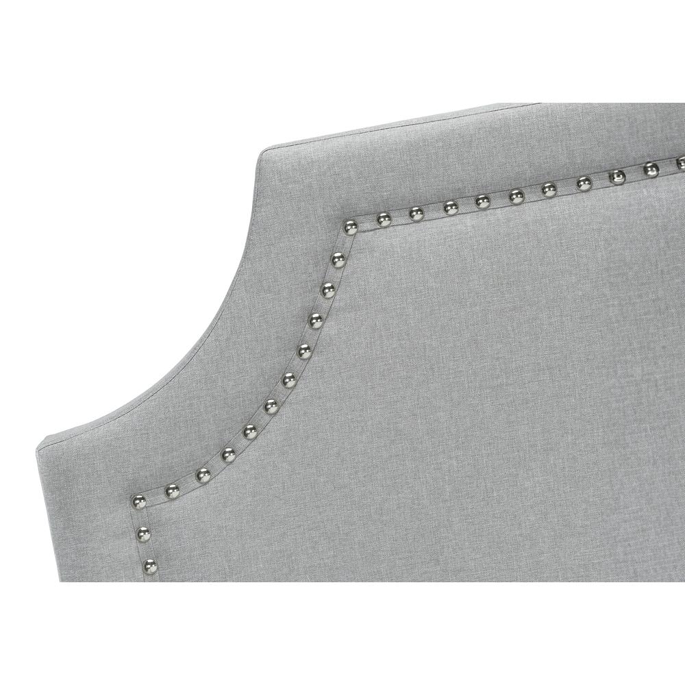 Bed, Queen Size, Bedroom, Upholstered, Grey Linen Look, Chrome