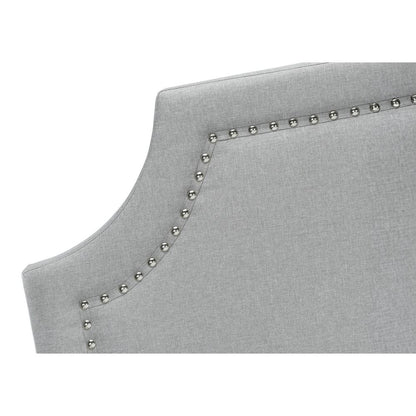 Bed, Queen Size, Bedroom, Upholstered, Grey Linen Look, Chrome