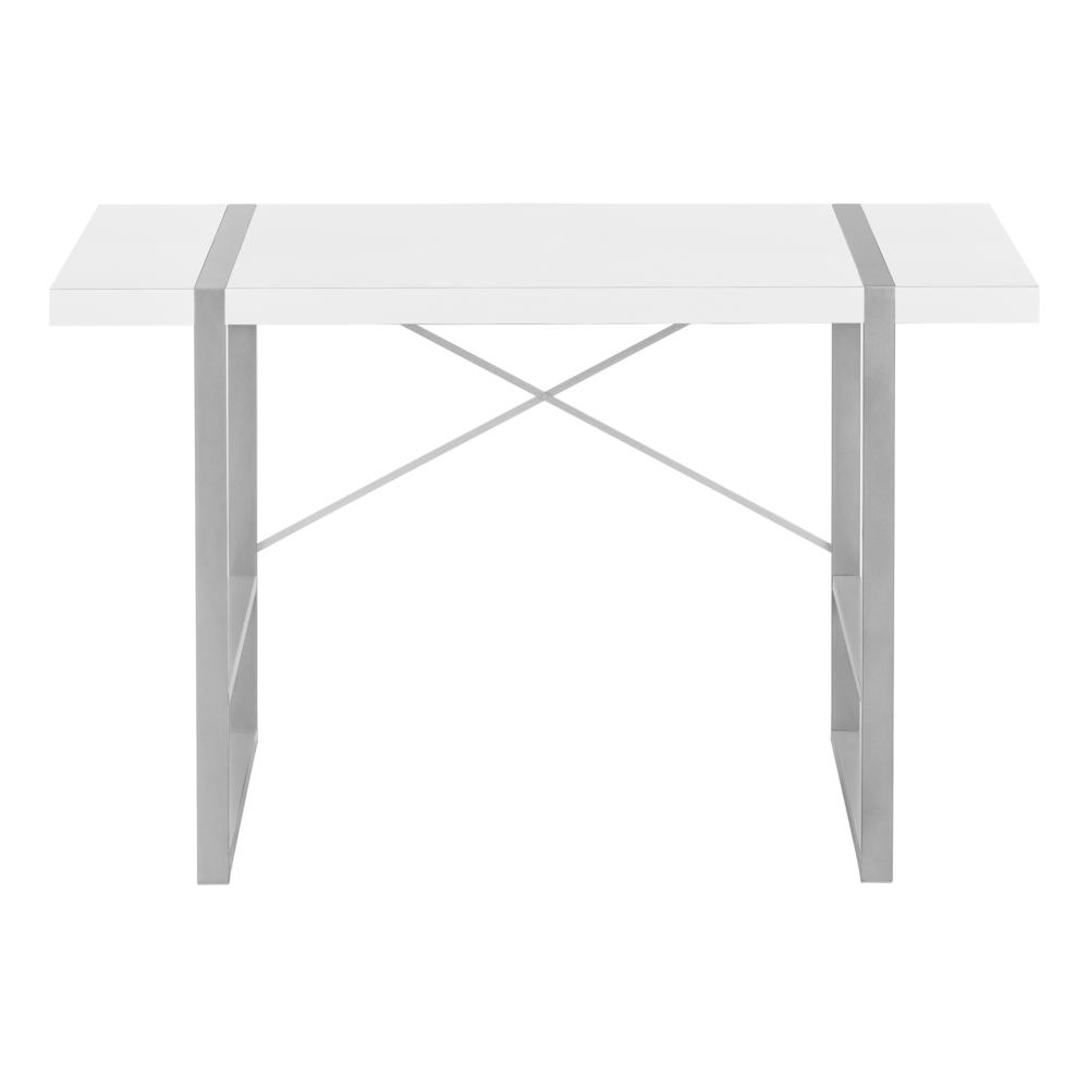 Computer Desk, Home Office, Laptop, 48L, Work, White Laminate, Grey