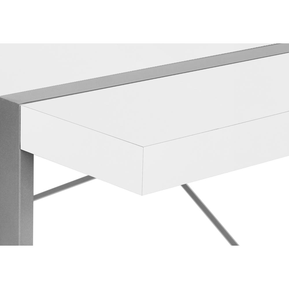 Computer Desk, Home Office, Laptop, 48L, Work, White Laminate, Grey