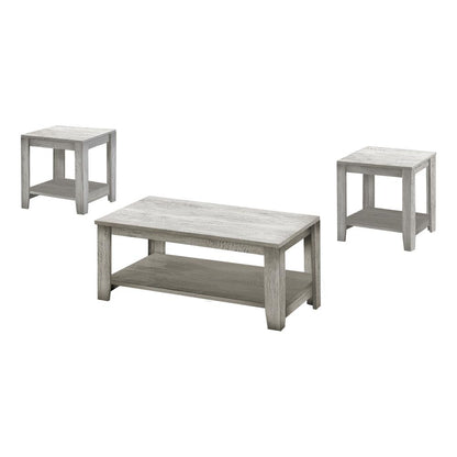 Table Set, 3pcs Set, Coffee, End, Side, Accent, Living Room, Grey Laminate