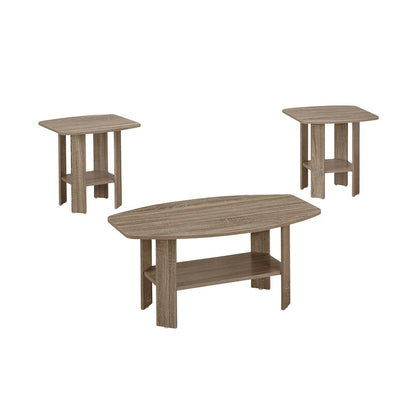 Table Set, 3pcs Set, Coffee, End, Side, Accent, Living Room, Brown Laminate