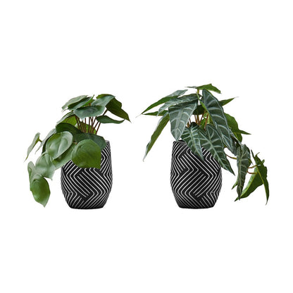 Artificial Plant, 8" Tall, Alocasia, Indoor, Faux, Table, Greenery, Set Of 2