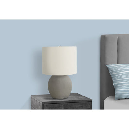 ="Lighting, 20""H, Table Lamp, Grey Concrete, Ivory / Cream Shade, Contemporary