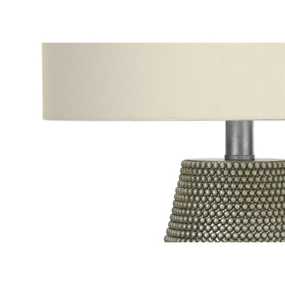 Lighting, 24"H, Table Lamp, Grey Resin, Ivory / Cream Shade, Contemporary