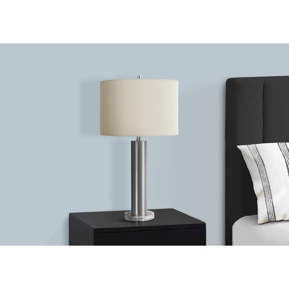 Lighting, 28"H, Table Lamp, Nickel Metal, Ivory / Cream Shade, Contemporary
