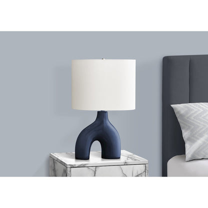 25"H, Table Lamp, Blue Ceramic, Ivory / Cream Shade, Contemporary, Modern