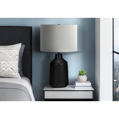 Lighting, 24"H, Table Lamp, Black Concrete, Grey Shade, Contemporary