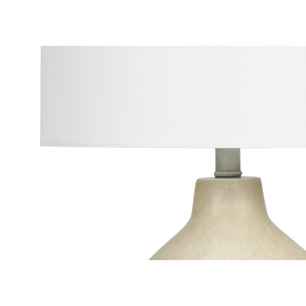 ="Lighting, 24""H, Table Lamp, Beige Concrete, Ivory / Cream Shade, Contemporar