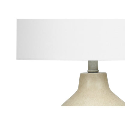 ="Lighting, 24""H, Table Lamp, Beige Concrete, Ivory / Cream Shade, Contemporar