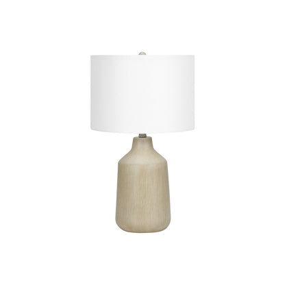 ="Lighting, 24""H, Table Lamp, Beige Concrete, Ivory / Cream Shade, Contemporar