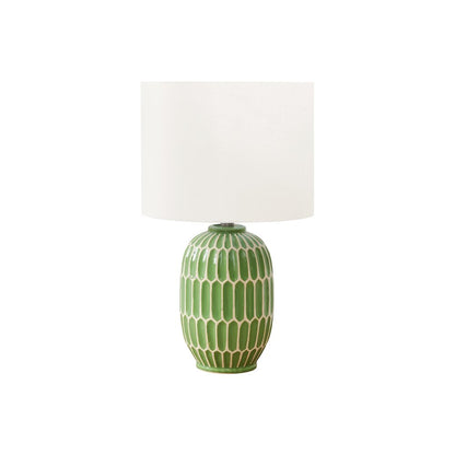 22"H, Table Lamp, Green Ceramic, Ivory / Cream Shade, Contemporary, Modern