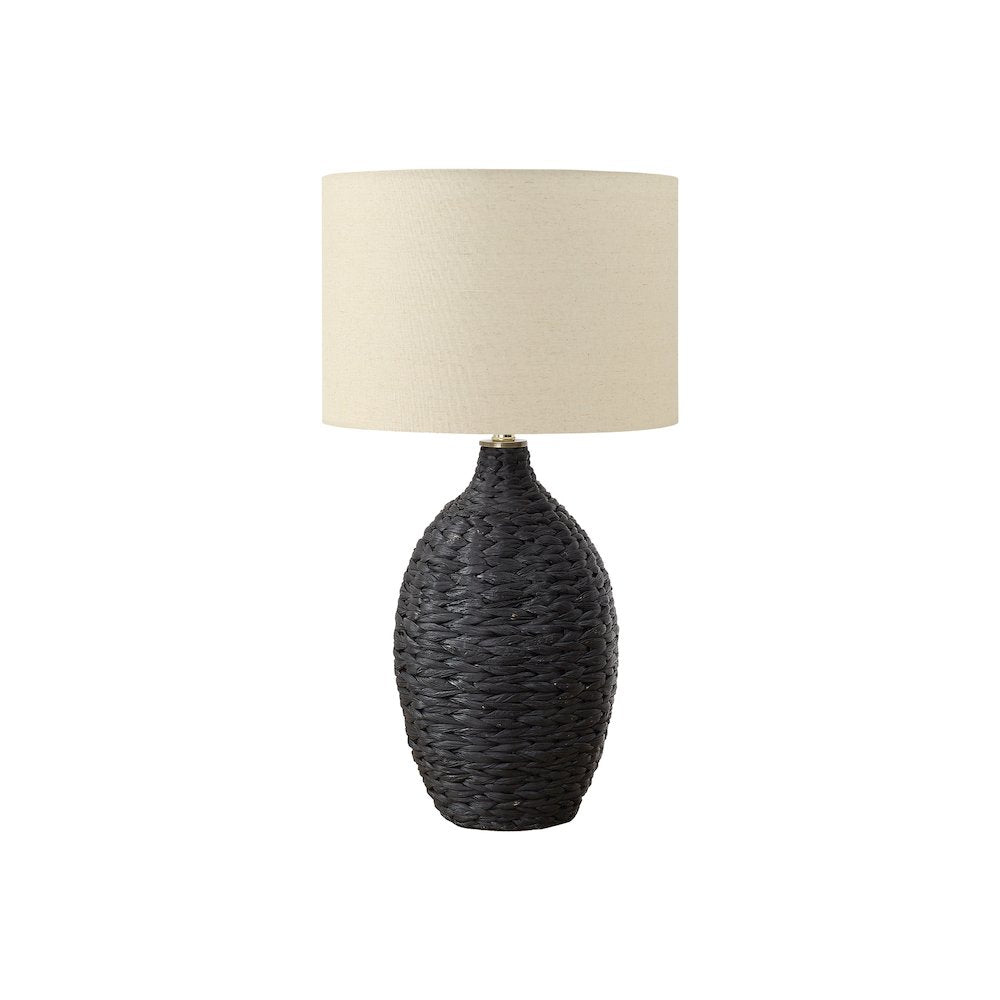 Lighting, 30"H, Black Rattan, Beige Shade, Transitional