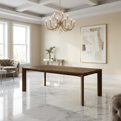Solid White Ash Dining Table with Rounded Edges, Modern Style Seats Eight