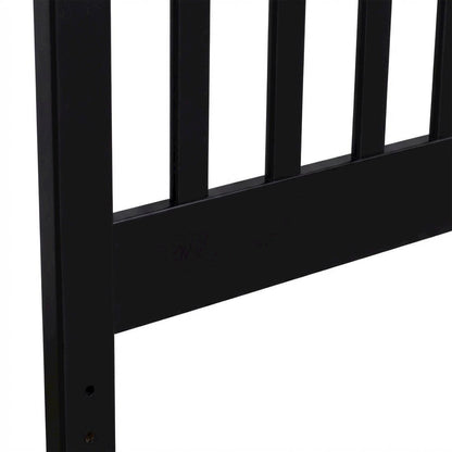 Black Wood Twin Headboard with Farmhouse Style and Rectangular Shape