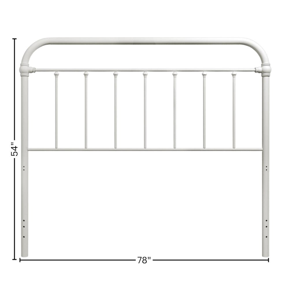 White Metal King Size Headboard Only with Spindles and Frame Design