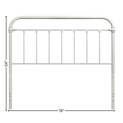 White Metal King Size Headboard Only with Spindles and Frame Design