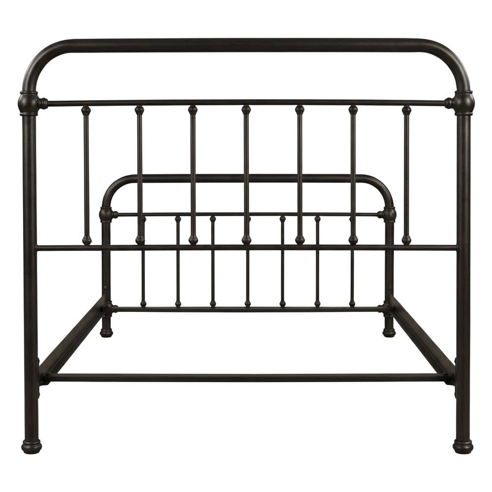 Queen Size Platform Bed with Dark Bronze Metal Frame and Casual Style