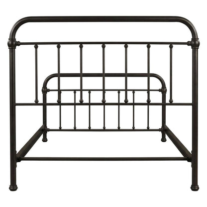 Queen Size Platform Bed with Dark Bronze Metal Frame and Casual Style