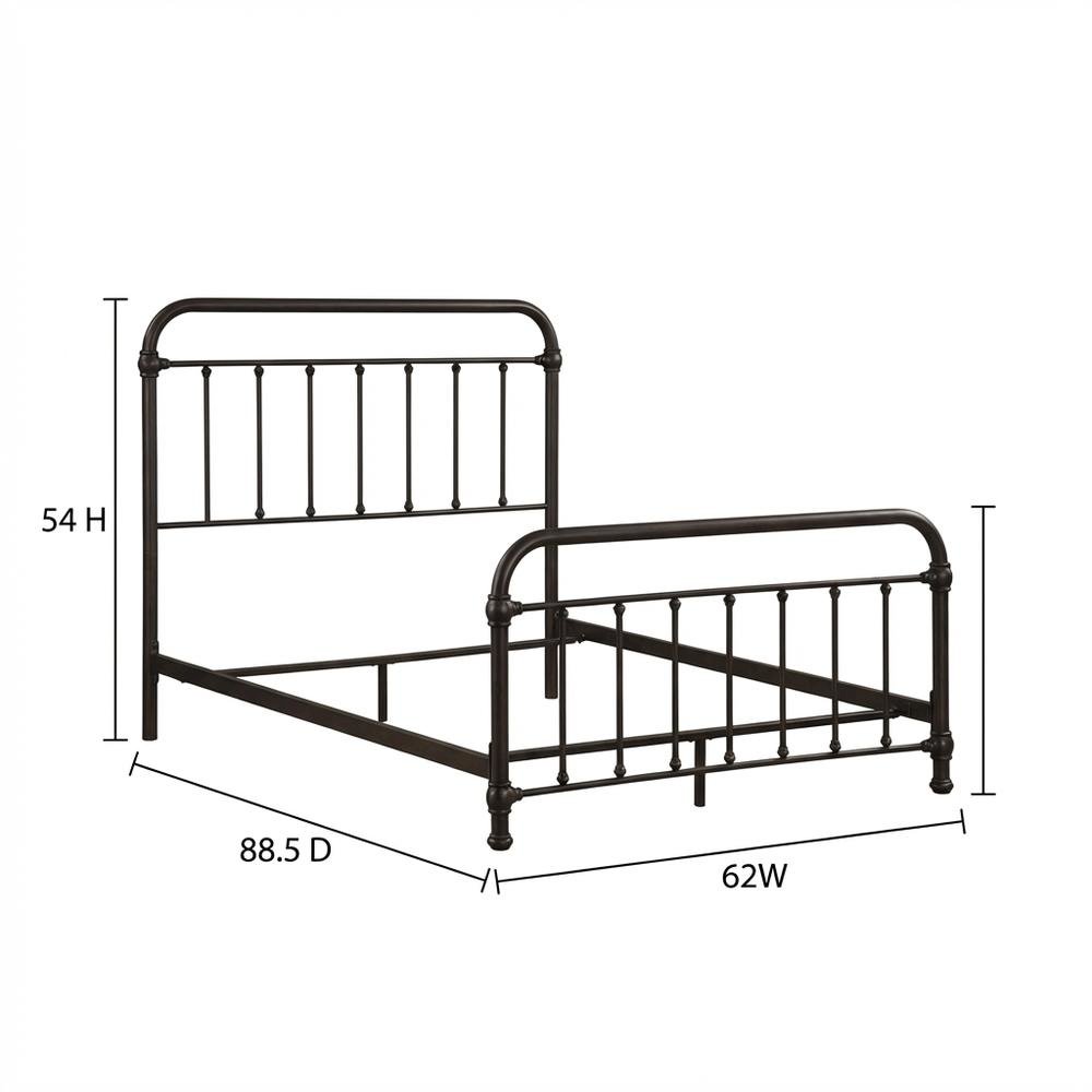 Queen Size Platform Bed with Dark Bronze Metal Frame and Casual Style