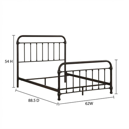 Queen Size Platform Bed with Dark Bronze Metal Frame and Casual Style