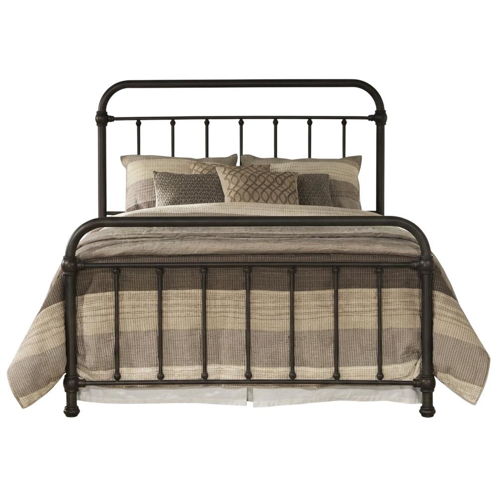Queen Size Platform Bed with Dark Bronze Metal Frame and Casual Style