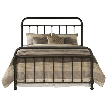 Queen Size Platform Bed with Dark Bronze Metal Frame and Casual Style