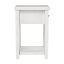 White Nightstands Set of 2 Wooden Side Tables with Drawer and Shelf