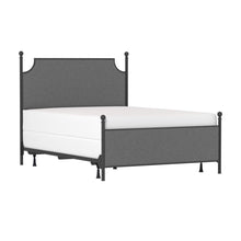Metal Bed Frame with Gray Fabric and Queen Size Headboard and Frame