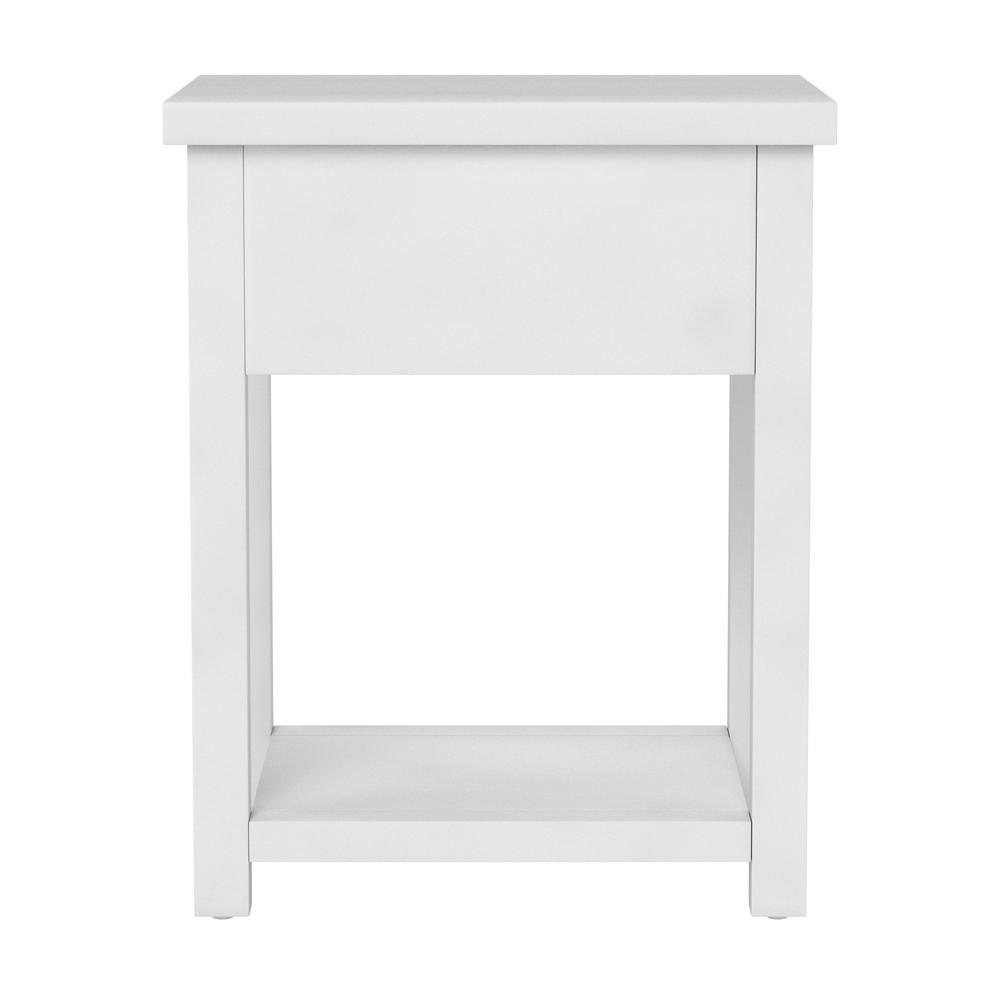White Nightstands Set of 2 Wooden Side Tables with Drawer and Shelf