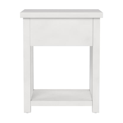 White Nightstands Set of 2 Wooden Side Tables with Drawer and Shelf