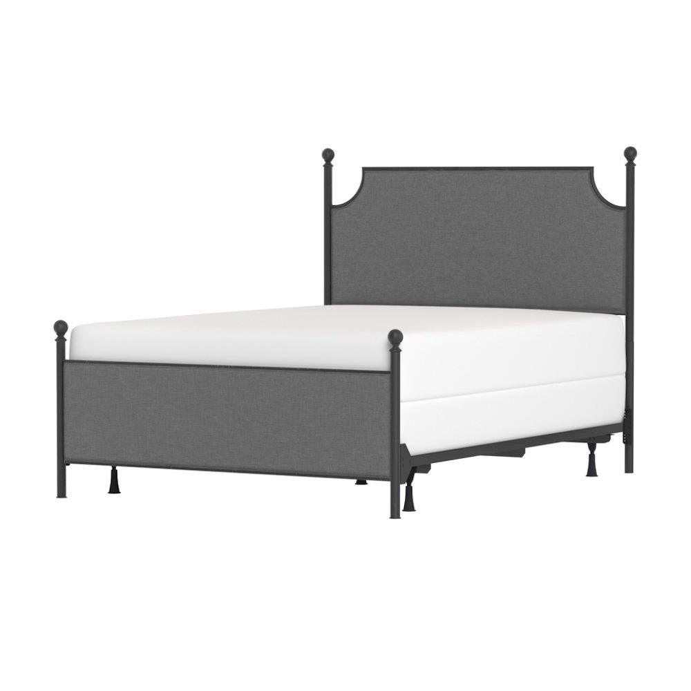 Metal Bed Frame with Gray Fabric and Queen Size Headboard and Frame